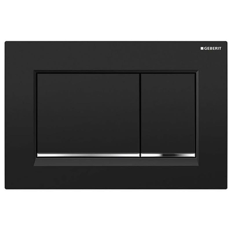 Geberit, Sigma30 Placa de control 115.883.KM.1, para enjuagar a 2 cantidades, color negro, cromo pulido 115883km1